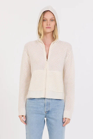 Fox Cashmere Mesh Hoodie in Ivory