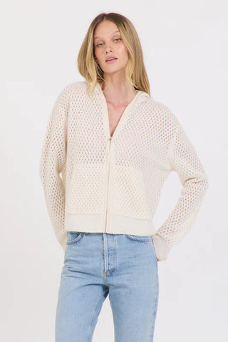 Fox Cashmere Mesh Hoodie in Ivory
