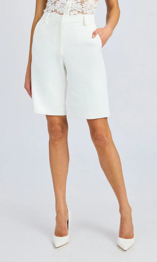 Katina White Crepe Shorts