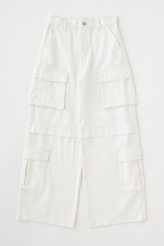 Lowrise Cargo White Straight Pants