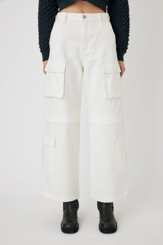 Lowrise Cargo White Straight Pants