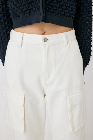 Lowrise Cargo White Straight Pants