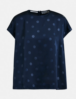 Short Sleeved Navy Polka Dot Top