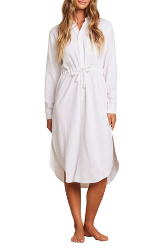 Linen Blend Cinched Shirtdress