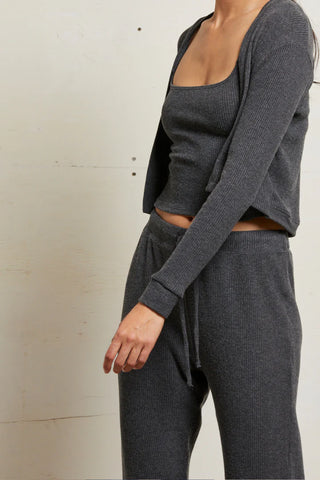 Kelsey 2X1 Sweater Rib Long Sleeve Cardigan