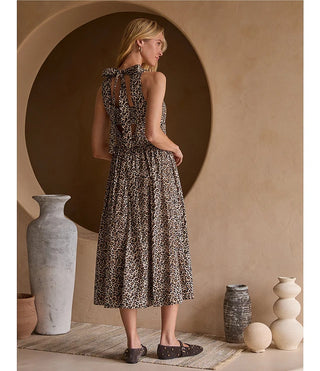 Leopard Print Poplin Midi