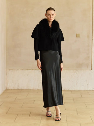 Short-sleeve Jacket with Fur Collar