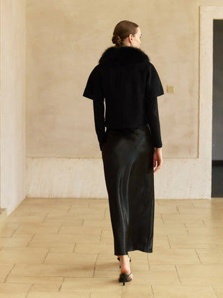 Short-sleeve Jacket with Fur Collar