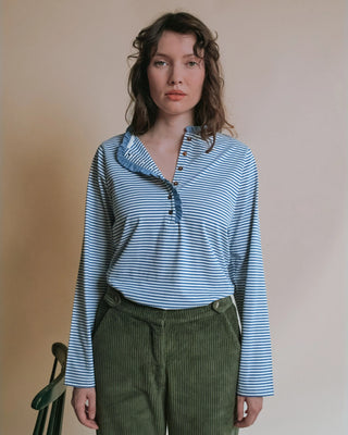 Stripe Buttoned Tee Shirt