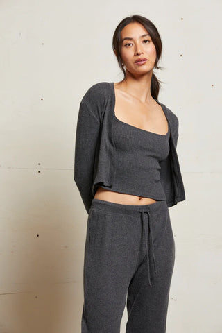 Kelsey 2X1 Sweater Rib Long Sleeve Cardigan