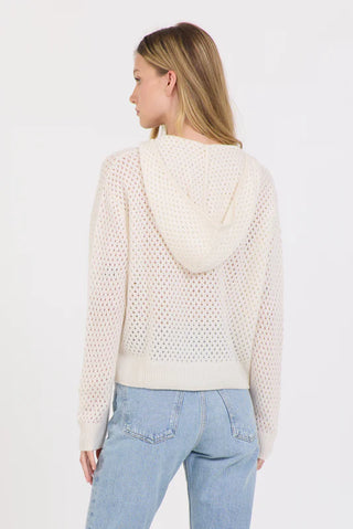 Fox Cashmere Mesh Hoodie in Ivory