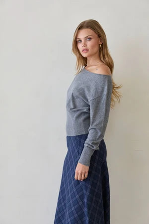 Cassie Cinched Waist Boatneck Sweater