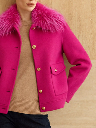 Cashmere Bomber Jacket With Detachable Fur Collar