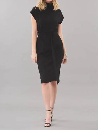 Scuba Cowl Neck Belted Dress