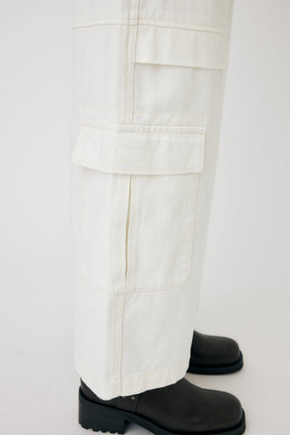 Lowrise Cargo White Straight Pants
