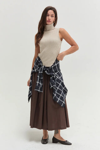 Aris Tiered Poplin Midi Skirt