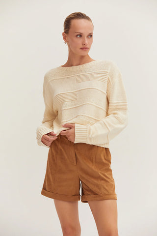 Cassi Textured Shadow Stripe Sweater
