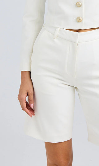 Katina White Crepe Shorts