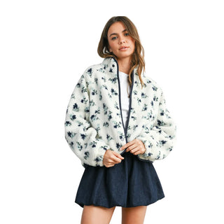 Floral Print Fluffy Fleece