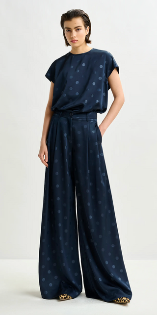Navy Wide Leg Pants