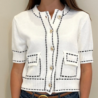 Ivy Stitchy Crew Shortsleeve Cardigan