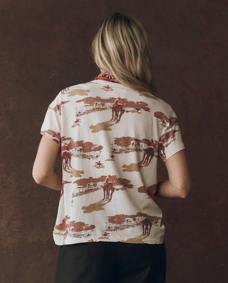 Boxy Crew Tee with Stallion Graphic