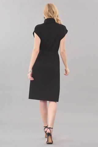 Scuba Cowl Neck Belted Dress