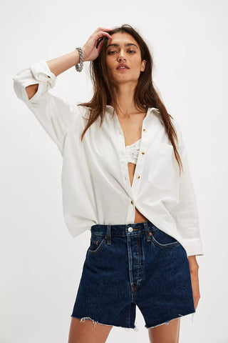 90s Crop Low Slung Jean Shorts in Heritage Rinse