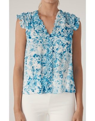 Sia Floral Blouse in Blue Zesty Floral