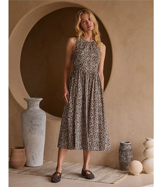 Leopard Print Poplin Midi