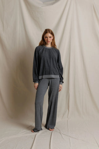 oversized ziggy - inside out fleece long sleeve shrunken crewneck sweatshirt - FA26