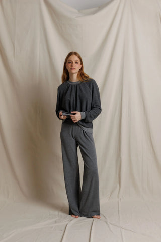 oversized ziggy - inside out fleece long sleeve shrunken crewneck sweatshirt - FA26