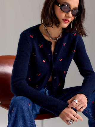 MUSE EMBROIDERED FITTED CARDIGAN