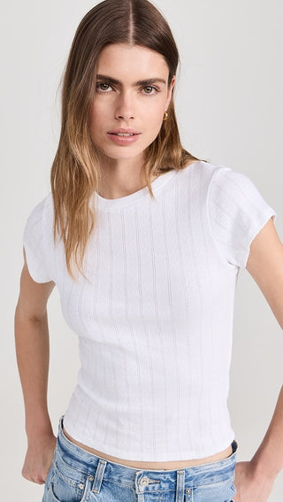 Pointelle White Tee