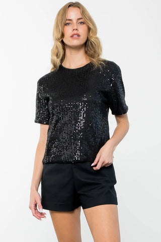 Short Sleeve Sequined Top